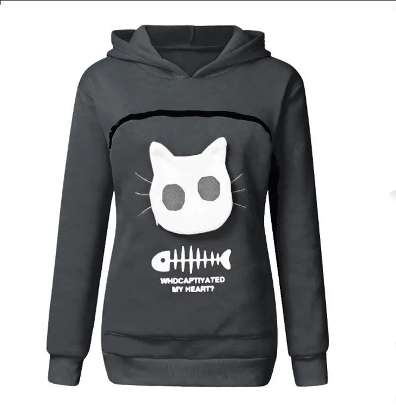 S-3XL Cat Lovers Hooded Sweatshirt Kangaroo Dog Pet Paw Dropshipping Pullovers Cuddle Pouch Fish Pocket Hoodie