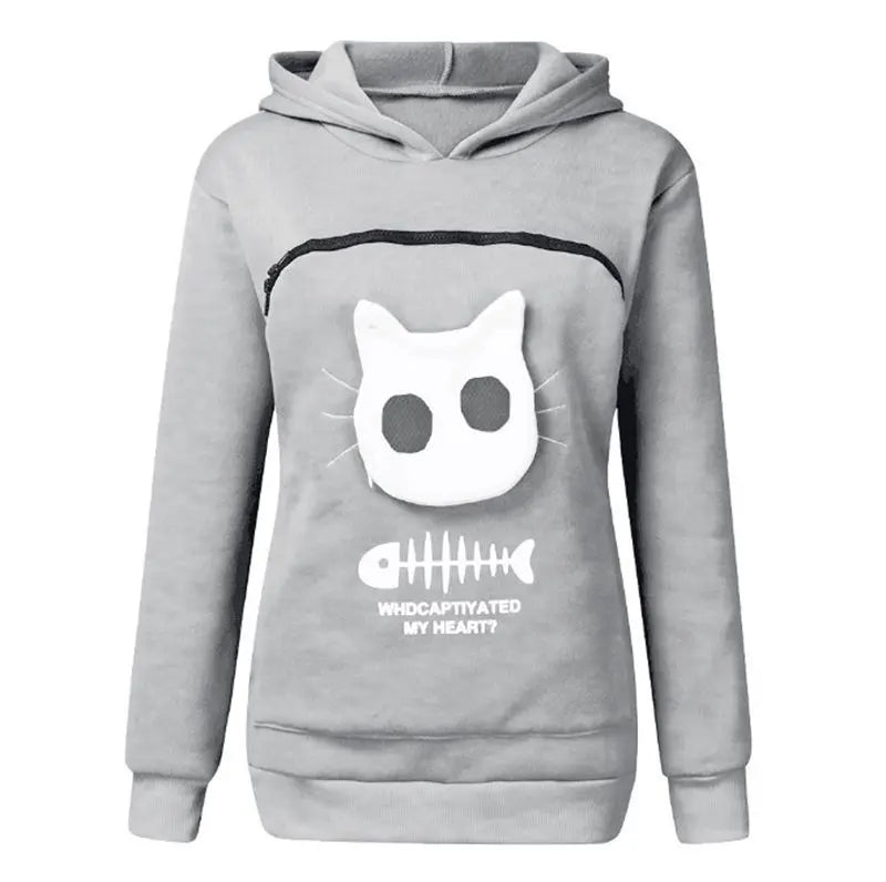 S-3XL Cat Lovers Hooded Sweatshirt Kangaroo Dog Pet Paw Dropshipping Pullovers Cuddle Pouch Fish Pocket Hoodie