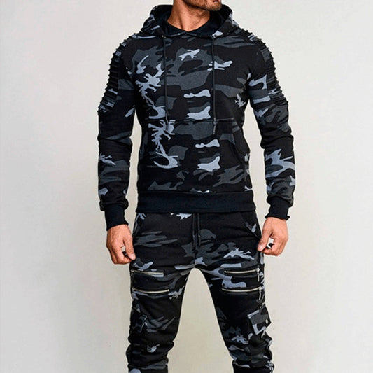 Men's Outdoor Exercise Camouflage Pullover Set