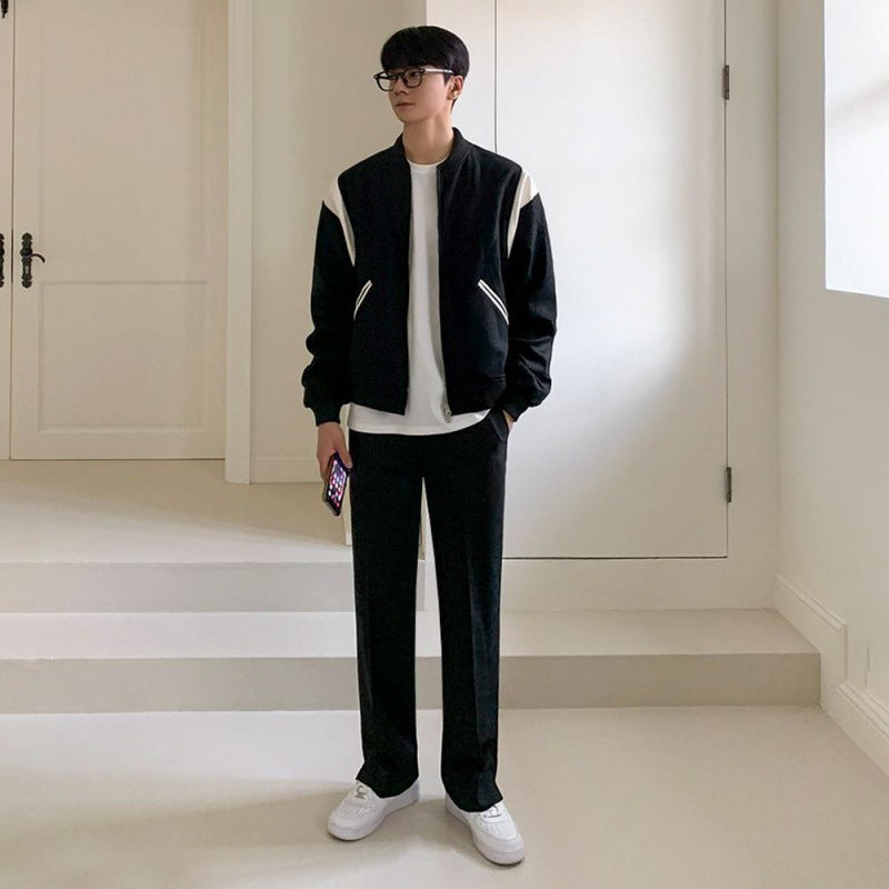 Stitching Baseball Uniform Men's Spring And Autumn Korean Retro Jacket Loose Casual Jacket