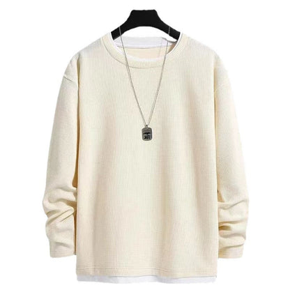 Men's Spring And Autumn Solid Color Plus Size Round Neck Sweater