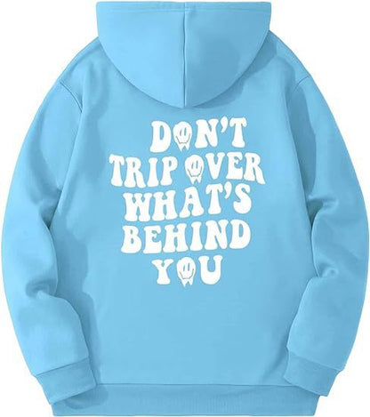 Leisure Pullover Drawstring Letter Print Pattern Hoodie