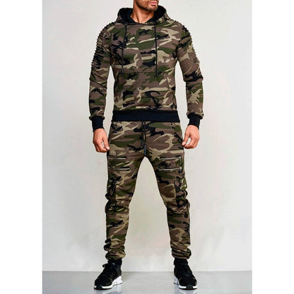 Men's Outdoor Exercise Camouflage Pullover Set