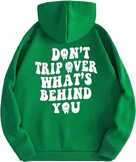 Leisure Pullover Drawstring Letter Print Pattern Hoodie