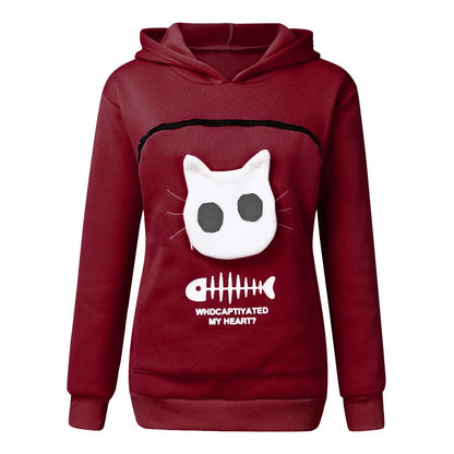 S-3XL  Cat Lovers Hooded Sweatshirt Kangaroo Dog Pet Paw Dropshipping Pullovers Cuddle Pouch  Fish  Pocket Hoodie