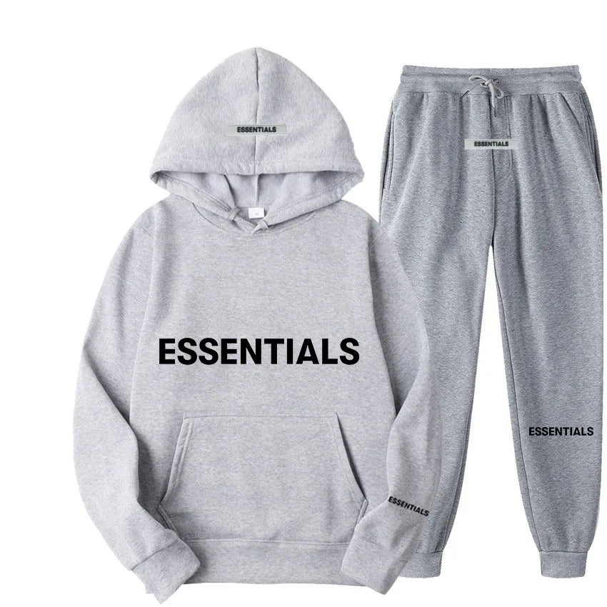 ESSENTIALS HOODIE SET Men's and Women's Sweatshirt Reflective Letter Printing Brushed Super Dalian Hoodie Fashion Hip Hop Street