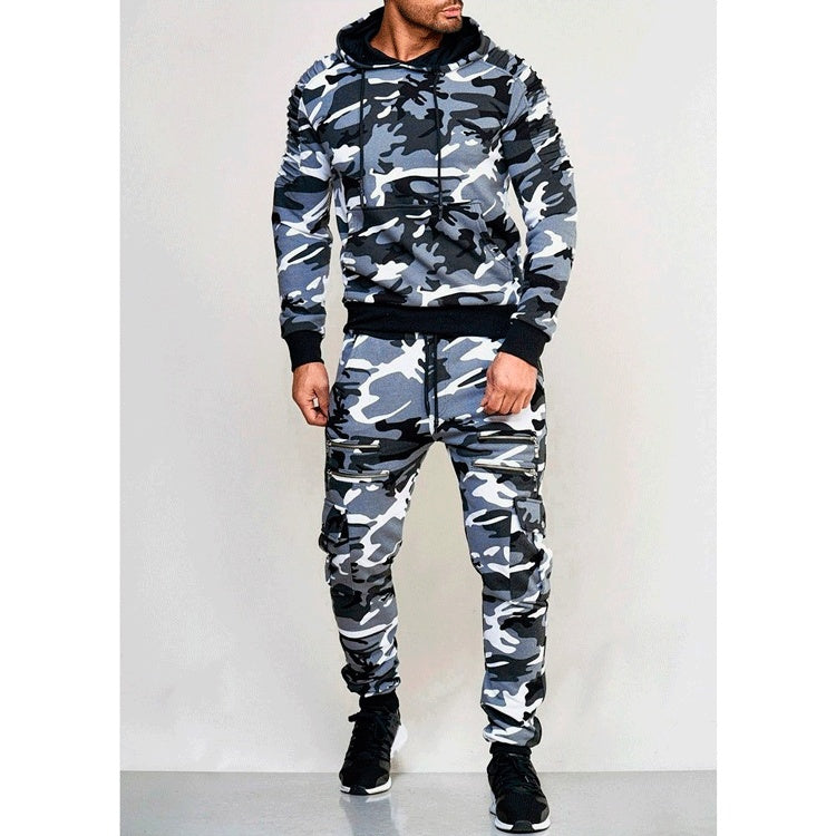 Men's Outdoor Exercise Camouflage Pullover Set