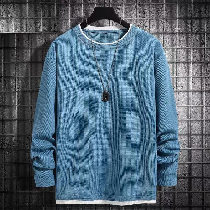 Men's Spring And Autumn Solid Color Plus Size Round Neck Sweater