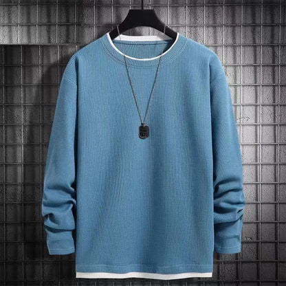 Men's Spring And Autumn Solid Color Plus Size Round Neck Sweater