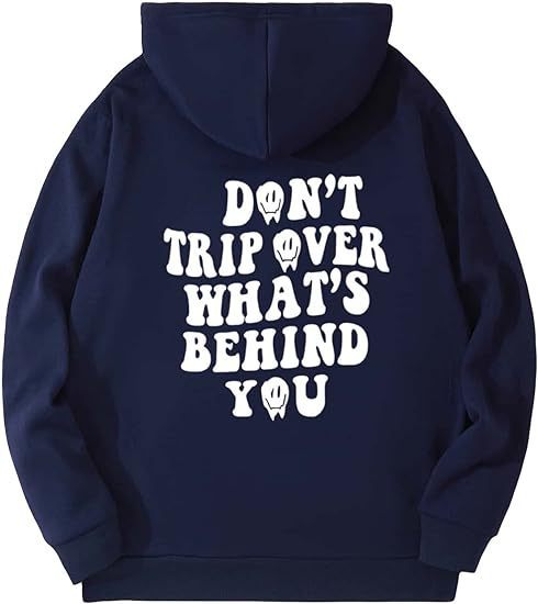 Leisure Pullover Drawstring Letter Print Pattern Hoodie